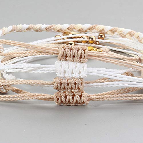 FANCY SHINY Easter Gifts Basket Stuffers Sunflower String Bracelet Boho Braided Rope Wrap Bracelets Cute Summer Beach Surfer Jewelry for Women - color: Wheat