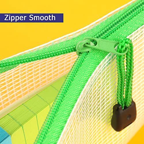 Tamaki 10 Pack Mesh Zipper Pouch Document Waterproof Zip File Bags Plastic Pencil Pouches A6 Size for Classroom Organization School Office Supplies(Colorful) - color: 10 Pack Colorful