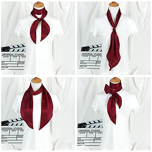GERINLY Solid Color Long Neckerchief Pure Skinny Scarf Necktie for 50's Costume Party Wedding Cosplay Accessory Headband - color: Wine