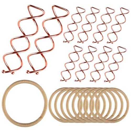 Teenitor 20Pcs Spiral Hair Pins, Spiral Bobby Pins, Spin Pins for Hair Twist, Bobby Pins for Buns Hair Bun Maker with 10 Hair Ties, Rose Gold - color: Rose Gold