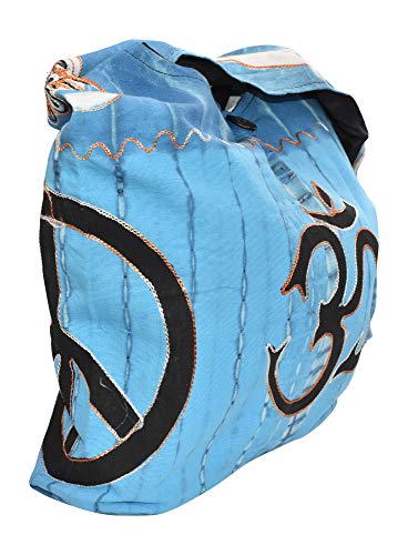 Mandala Crafts Hippie Bag, Large Boho Hobo Purse for Women, Crossbody Shoulder Sling Bags for Indie Style Bohemian Accessory - style: Blue Om