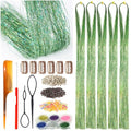 Celinebella Glitter Lime Hair Tinsel, 1250 Strands Light Green Shimmer | Bright light green lime shade, diamond-like sparkle, heat resistant, ideal for St. Patricks Day cosplay themed parties - color: 10-Glitter Lime, size: 48 Inch Pack of 5Pcs
