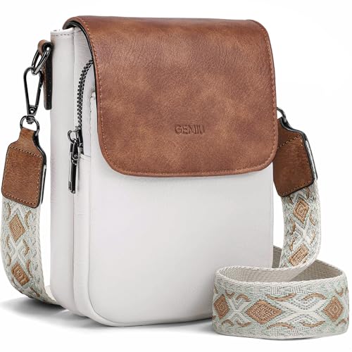 GEMIU Small Crossbody Bags for Women Cell Phone Purse Crossbody Wallet Purses with Card Slots - color: White&brown
