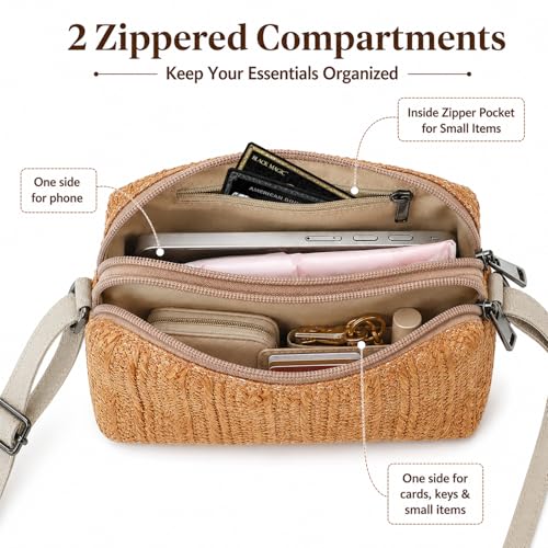 Small Crossbody Bag for Women - color: Strawbrown