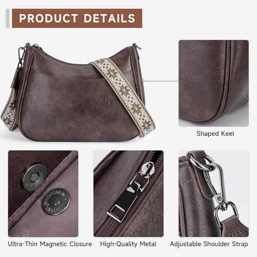 APHISON Trendy Leather Crossbody Purse with Adjustable Strap, Women's Shoulder Handbag - color: 06-taupe