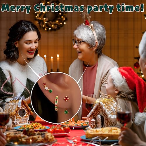 3 Pairs Dainty Small 4th of July Earrings for Women Trendy, Birthstone Stud Huggie Hoop Jacket Stack for Cartilage Helix, Gold Plated Hypoallergenic Cute Women Fashion Accessories Western Jewelry Gifts - color: Christmas Earrings(Gold Red White Green)