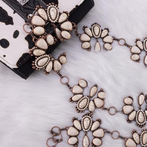 Montana West Rustic Couture's Large Western Concho Metal Belts for Women Cowgirl - color: Angel Snow White-g