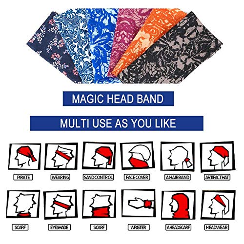 6-Pack Balaclava Face Mask for Men & Women - UV Protection Neck Gaiter, Multi-Use Cycling Mask & Breathable Headband - color: Blue