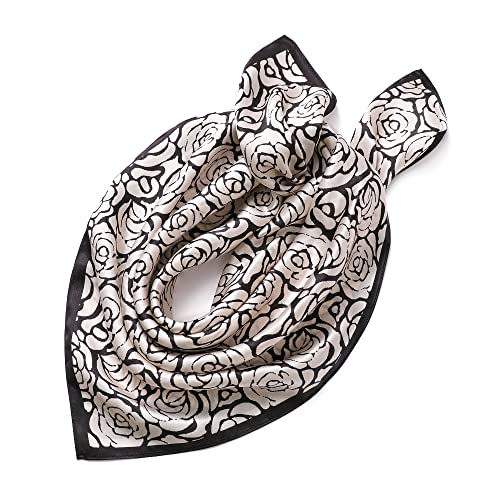 STARWHISPER 100% Pure Mulberry Silk Square Scarf-27''x27 Lightweight Hair Scarves Headscarf Night Sleeping with Gift Packed - color: Rose World