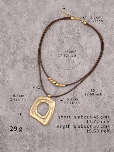 Boho Necklaces for Women Chunky Circle Necklace Layered Boho Circle Leather Choker Necklace Long Vintage Necklaces Bohemian Jewlery Gifts - style: Chunky Hippie Necklaces