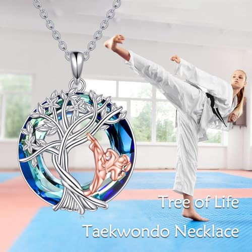 YFN Tree of Life Necklace Sterling Silver Crystal Jewelry Graduation Birthday Gifts for Women - color: Taekwando