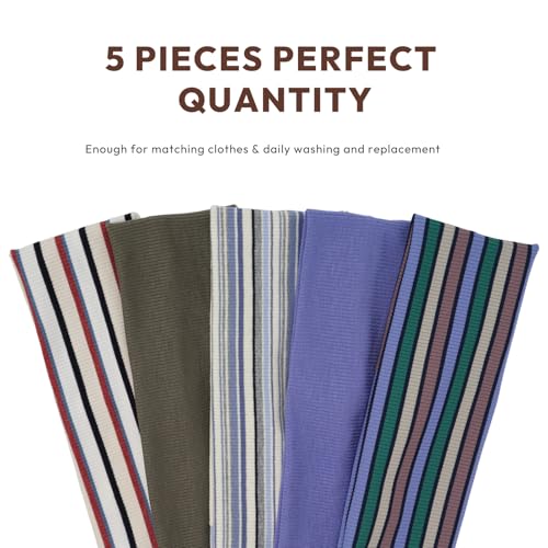 Aranya Classic Striped Headbands for Women 5pcs – Minimalist Soft Stretchy Fabric Athletic Hair Accessories for Yoga, Workout & Active Life (Striped Collection) - color: Classic Striped - 5 Pack
