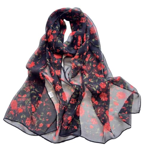 Xyueanlo Scarfs for Women Fashion Scarves Print Pattern Lightweight Sunscreen Scarf Wraps Shawls - color: Rose Black