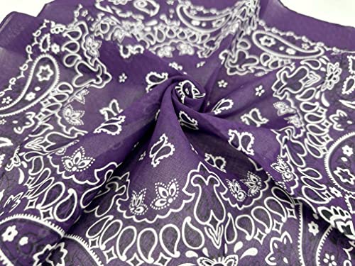 Single Pack Bandanas 60s Premium Cotton Soft Thin Handfeel Large Handkerchief for Men and Women - color: 1 Pack-purple