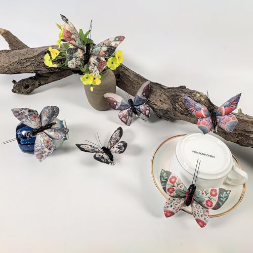 Berfutall-Artificial Feather 3D Butterfly Party Decorations Set of 12 with Clip 12 Color Ornaments for Christmas Tree (D Clip) - color: D Clip
