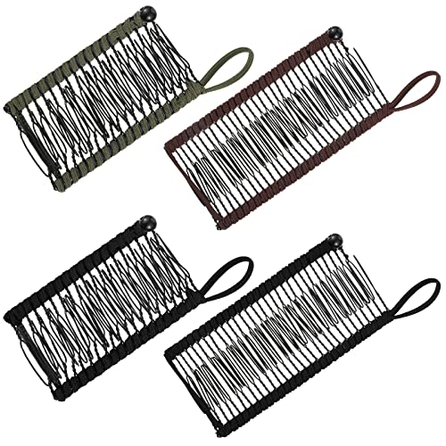 WILLBOND 4 Pcs Banana Hair Clips for Women, Vintage Clincher Stretchy Banana Grip Clips Comb for Curly, Thick, Thin, Wavy Hair, Ponytail Holder for Wedding, Daily Use(Army Green, Black, Khaki) - color: Army Green, Black, Khaki