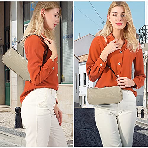 Loiral Small Purse for Women, Retro Classic Tote HandBag Shoulder Bags Clutch Purse - color: Cloud Beige