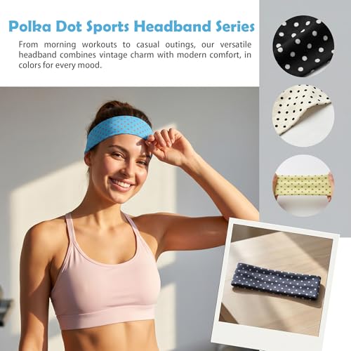 8PCS Classic Polka Dot Fabric Headband, Black and White, Elastic Material, One Size, Comfortable Daily Wear Hair Accessory for Women,