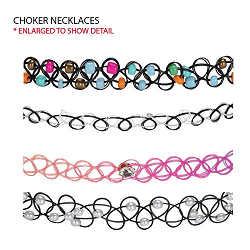 BodyJ4You 12PC Tattoo Choker Necklace for Women - 90s Choker Necklaces Y2K Fashion Trendy Vintage - Emo Black Choker Rainbow Pink White Purple Neon Green Blue Daisy Flower - color: Black, Rainbow, Green