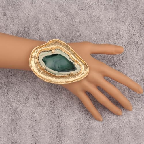 Gold Cuff Bracelet for Women Silver Beaded Bracelets Open Bangle Stackable Stretch Bead Bracelet Boho Jewelry Gifts for Wife Couple - style: Chunky Gold Cuff Bracelets