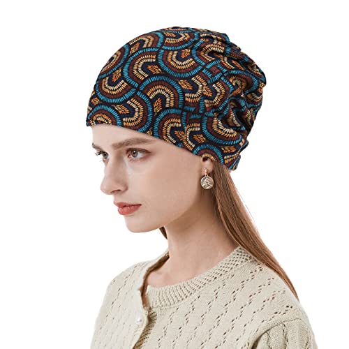 KAKU NANU Women Turban Chemo Beanies Pre Tied Caps Baggy Slouchy Headwear Sleep Scarf - color: Snake Pattern