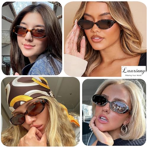 90s Sunglasses for Women Men Retro Small Oval Sunglasses - color: Leopard/Brown 1