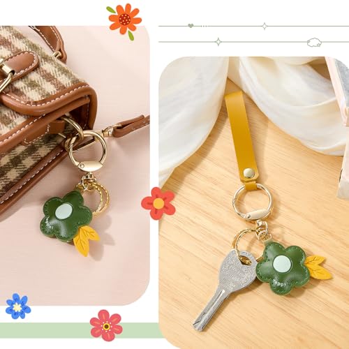 Leather Flower Keychain for Women Cute Purse Charms Leaf Bag Charms for Handbags and Car Keychain Accessories