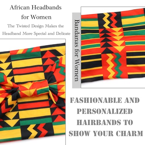 Boho Headbands for Women Colorful Geometrical Pattern Hairband African Styles Head Bands Wide Knotted Head Wraps Bandanas Sport Turbans Hair Accessories (Pack of 3) - color: Set 3