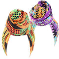 Qianmome Womens Big Flower Turban Beanie Elegant Cap Head Wrap Stretch Long Hair Scarf Headscarf - color: 2pieces-27-style 1