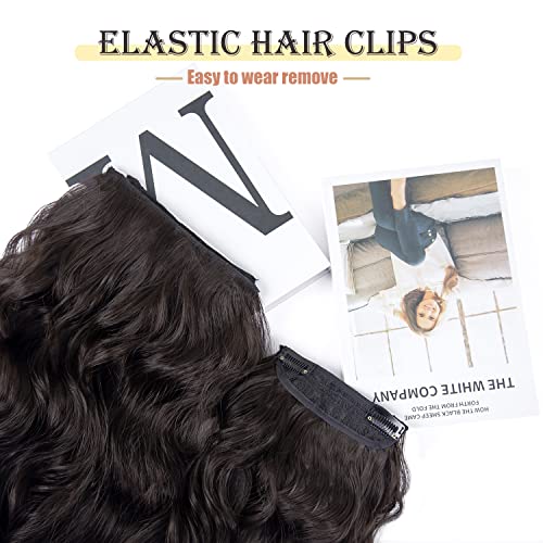 Clip in Hair Extensions 4PCS Brown Black Thick Hair Piece 20 Inches Long Wavy Clip in Extensions Full Head Synthetic Hairpieces for Women (4pcs, 20Inch, 4#) - color: 4-Brown Black
