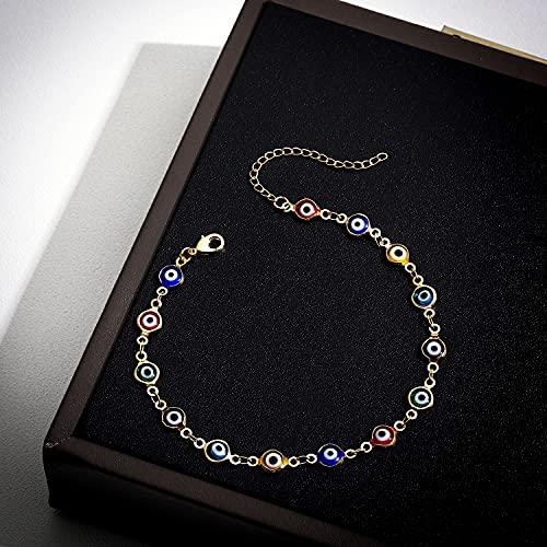 SLOONG Evil Eye Beaded Anklet Bracelets for Women, 14K Gold Plated Ankle Bracelet Jewelry Beach Beads Anklet Set Ankle Bracelets for Women - color: Eye Beads