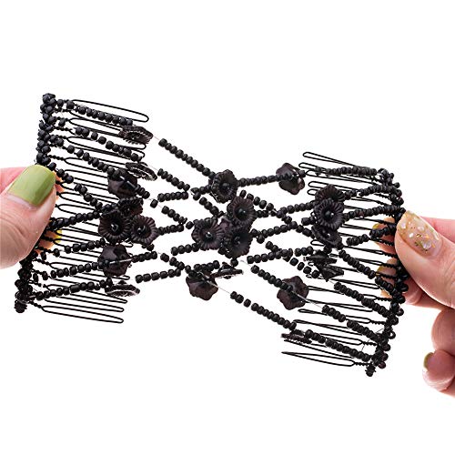 3Pcs Easy Combs Women Girls DIY Hair Styling Accessories Magic Double Slide Stretchy Flower Combs Hair Clip Hairpins