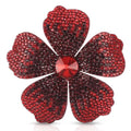 2.9 Inches Created Crystal Hibiscus Hawaiian Flower Hair Clips for Women | Boho Braids Artificial Flower Clips for Hair - color: Red