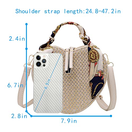 Goclothod Women Crochet Fringed Shoulder Bag Cotton Tassel Crossbody Bag Hippie Beach Purse - color: W-cream