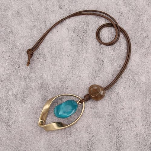 Jeilwiy Leather Necklace for Women Funky Necklace Choker String Cord Necklace with Pendant Boho Style Jewelry - style: Twisted Pendant with Stone