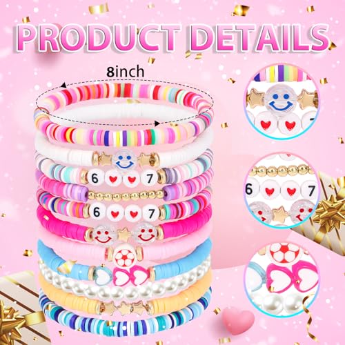 HWING Friendship Bracelets for Women, Boho Matching Couple Bracelets, Preppy Rainbow Beaded Bracelet Cute Graduation Christmas Birthday Gifts for Women Her Friends Girlfriend