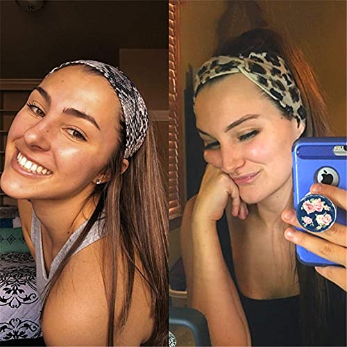 Artilady 6 Pack Wide Boho Headbands for Women - Soft Yoga Elastic Hair Bands for Girls Workout Running Sport Headwrap Non-slip Breathable (Printed) - color: 6pcs Leopard