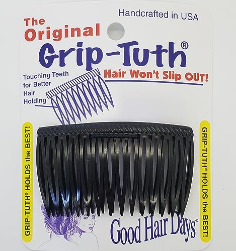 Good Hair Days Grip-Tuth Combs - 2 3/4" Side Combs, For All Types Of Hair, Decorative & Styling Women Accessories - Black, Set Of 2 - color: Black