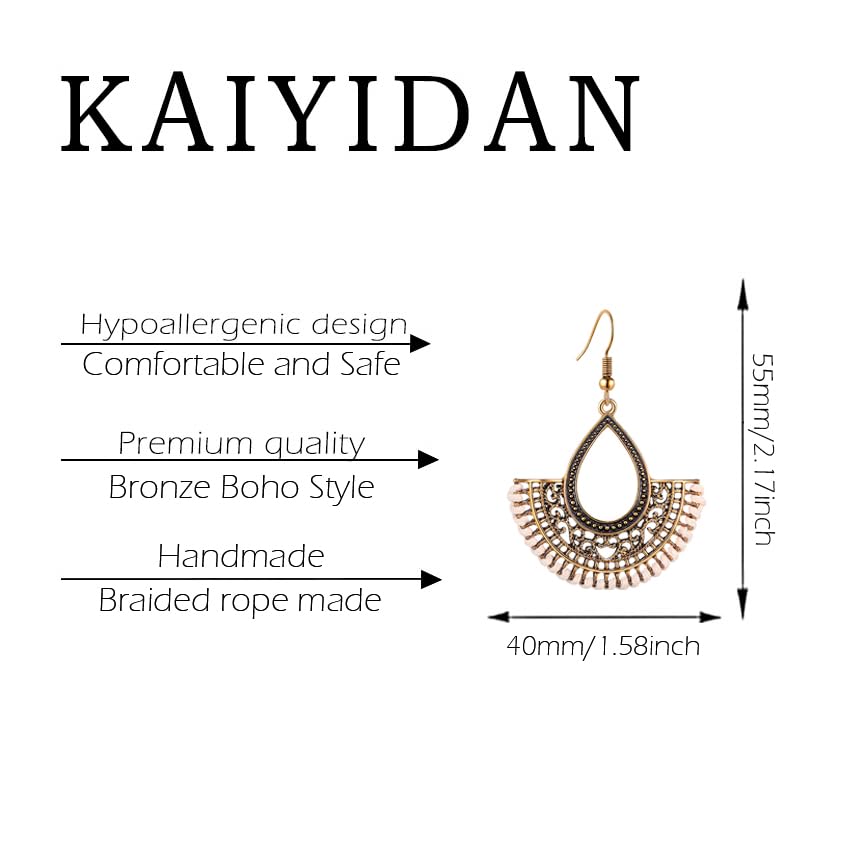 Silver/Gold Boho Dangle Statement Earrings for Women Trendy,Handmade Vintage Dainty Cute Long Drop Summer Earrings,fashion Accessories Jewelry Gifts - color: A58 Handmade Braided Rope Waterdrop Earrings
