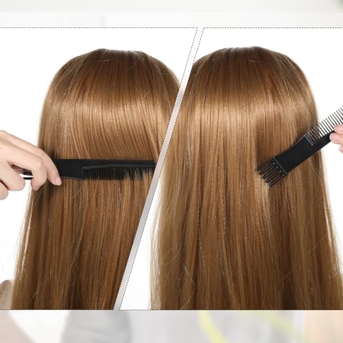 6 PCS Double-Head Parting Teasing Comb, Black Metal Prong Pick Combs Parting for Women Hair Pick Teasing Lifting Fluffing Combs for Styling Salon Fine Thick Thin Hair