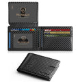 RUNBOX Wallet for Men -Slim Rfid Leather Mens Bifold Novelty Wallets 2 ID Window With Gift Box Men's Accessories | Slim - color: Carbon Black-15 slots