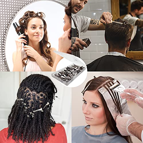HiJeaton 42Pcs Styling Hair Clips, Silver Metal Duck Billed Hair Clips for Women Styling Sectioning, Duckbill Long, Pin Curl, Alligator Roller Clip with Case (42PCS) - size: 42pcs Mixed