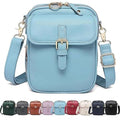 Leather Crossbody Bag for Women,Anti-Theft Messenger Bag with Large Capacity,Built-in Purse Card Slots Shoulder Sling Bag - color: Light Blue