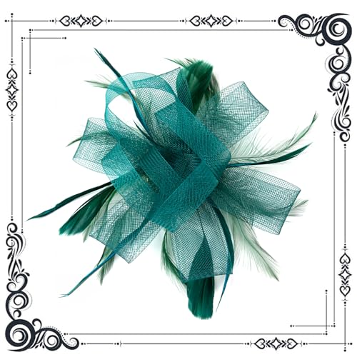 dressfan Womens Fascinator Hat Headpiece 20s Vintage Wedding Hair Accessories for Derby/Wedding/Cocktail/Tea Party - color: Dark Green