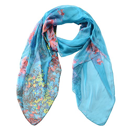 Womens Sexy Bohemian Floral Beach Cover Up Sarong Wrap Swimsuit Beachwear - color: Lake Blue