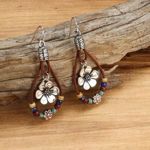Boho Earrings for Women Trendy Gold Dangle Earrings Vintage Bohemian Indian Country Jewelry Gifts Boho Dress Chic Clothing - color: A5:boho flower earrings