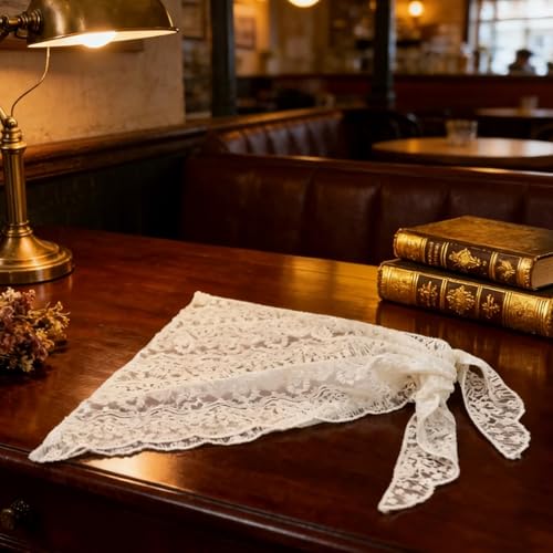 Women's Floral Lace Triangle Hip Scarf Head Kerchief Tie Waist Belt Sheer Hip Wrap Boho Head Scarf Hair Accessory - color: Z2-white