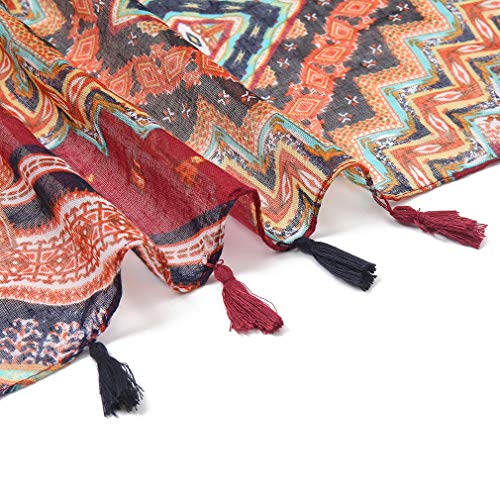 Yeieeo Boho Scarf for Women Lightweight Floral Printed Scarf Fall Winter Fashion Fringed Shawl - color: Floral 12