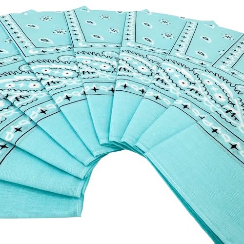 Vamqor 100% Cotton 10 Pack Fine Bandanas - color: Light Blue