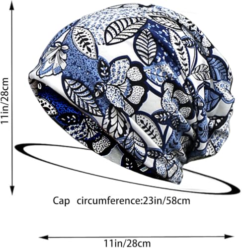 Women's Slouchy Beanie Cap Chemo Headwear Hats Scarf - color: I - Purple Blue